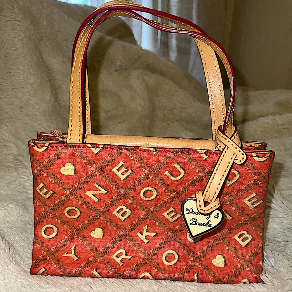 Vintage Dooney & Bourke Coral Red Logo Bag Y2K